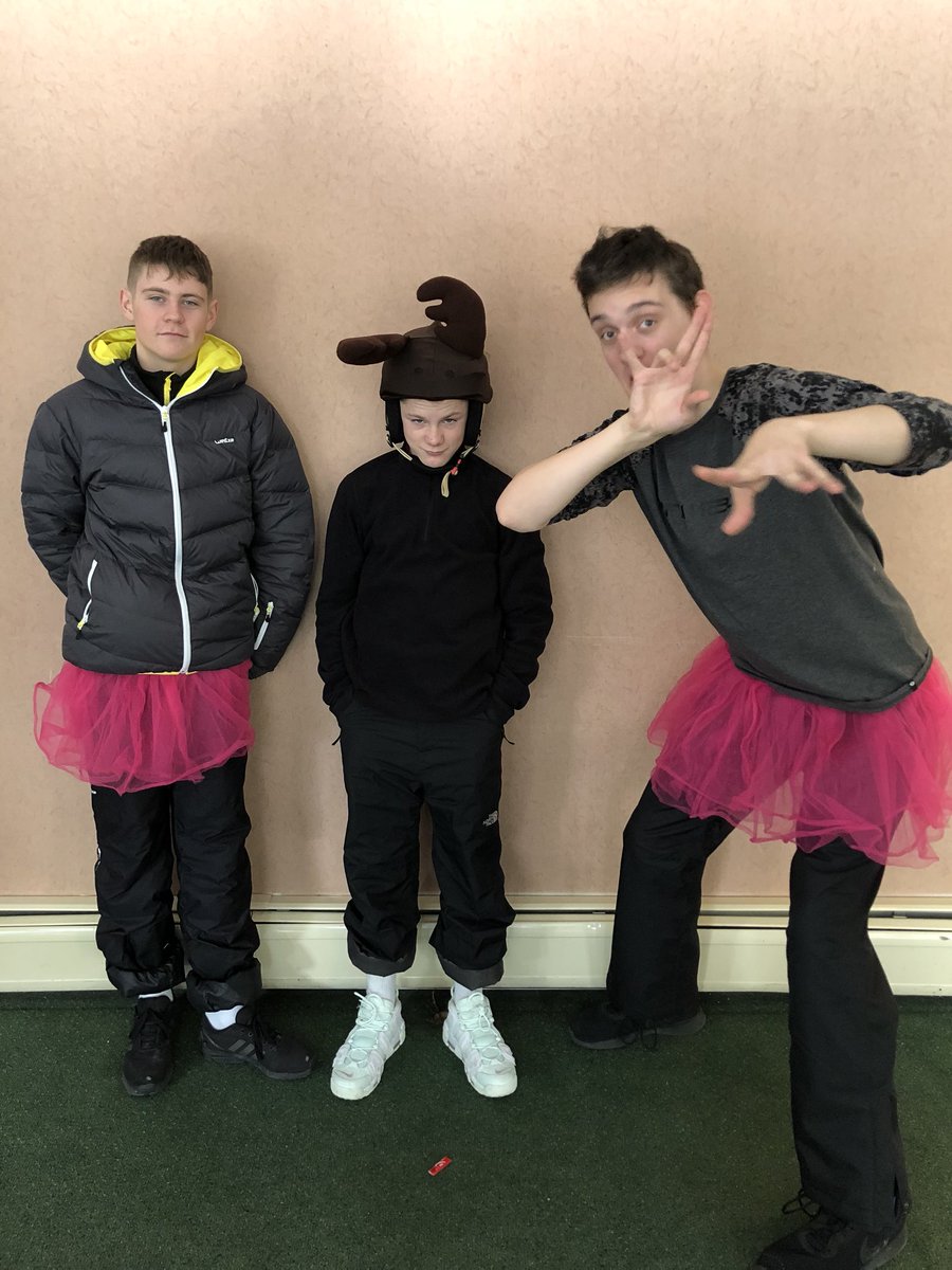 Today’s forfeit. James for breaking the lift, Liam for being a sweeper &amp; then stacking it and George has the bravery Moose for a massive wipeout .