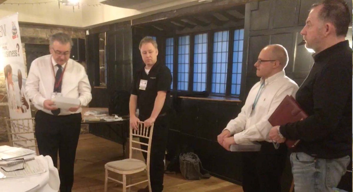 Two more members sworn in at this morning's meeting - Bob Carlise of  RST Glass &amp; Glazine and Rob Say of Hardwood Plantation Shutters, pictured with Dennis of <a href="/Thinkpad_Print/">Thinkpad Group</a> and Andy of <a href="/amoorephotouk/">ANDREW MOORE</a> @bniKent <a href="/Oxtedkb/">Oxted Kitchens</a> <a href="/CFTflooring/">CFT Flooring & Bldng</a>