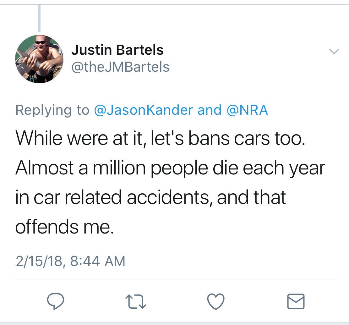 JasonKander's tweet photo. We required a drivers test and insurance, then we lowered speed limits, cracked down on drunk driving, and passed seat belt laws. Since we started actually trying stuff, about 17,000 American lives have been saved per year. 

But please continue your analogy. https://t.co/xLWxbc4gtx