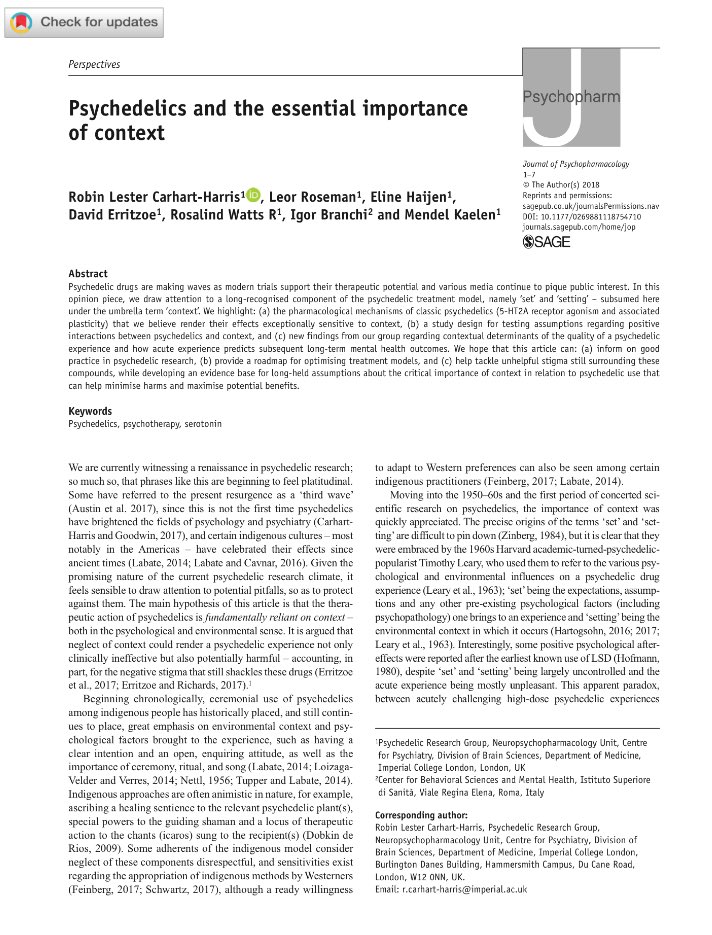 Imperial_PRG's tweet photo. Please share this paper far and wide. The essential importance of context in relation to #psychedelics: https://t.co/EhFvNv3sVi https://t.co/1911mTE16X