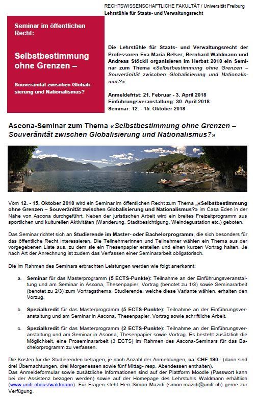 CBlawg's tweet photo. Ascona-Seminar 2018:  Selbstbestimmung ohne Grenzen – Souveränität zwischen Globalisierung und Nationalismus? https://t.co/a7xRrTDxp6 https://t.co/RPiRQfIv23