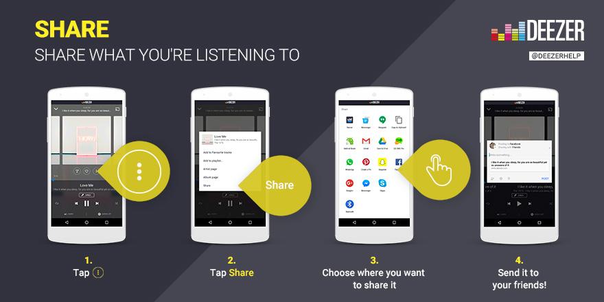 DeezerHelp's tweet photo. Share your music with friends and family, here is how! https://t.co/aAYId5PSIn #sharingiscaring #deezerhelp #heretohelp https://t.co/q3xdlMeDls