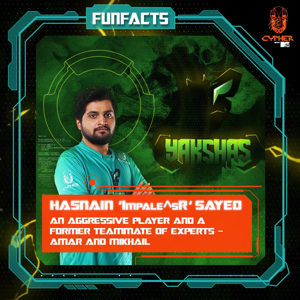 uc_yakshas's tweet photo. A #FunFact about Hasnain “Impale^sR” Sayed! #Yakshas #UCypher https://t.co/mAZYl6V7J1