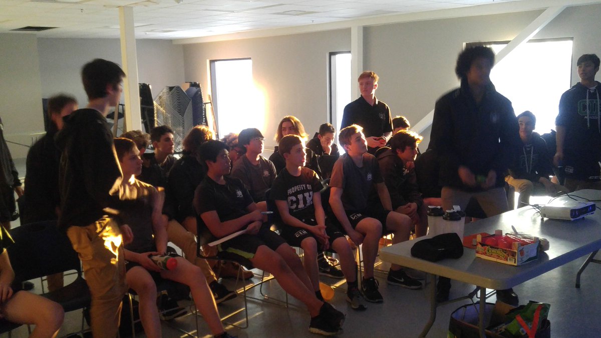 CIHAcademy's tweet photo. Our boys had a little fun yesterday after school! We had a special guest, @mollymorganrd, who is a Registered Dietitian with the @Senators. She organized a game of Jeopardy that quizzed the boys with health related questions. As always, the competitive juices were flowing! https://t.co/fE64jhsYri