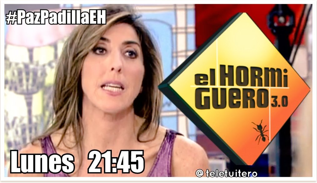TeleTuitero's tweet photo. Paz Padilla presenta su nueva obra de teatro #Desatadas, el próximo lunes en #ElHormiguero en Antena 3 #PazPadillaEH #PadillaEH #DesatadasEH #PazEH @PazPadillaFans @PazPadillaFC https://t.co/VgNx9uIie6
