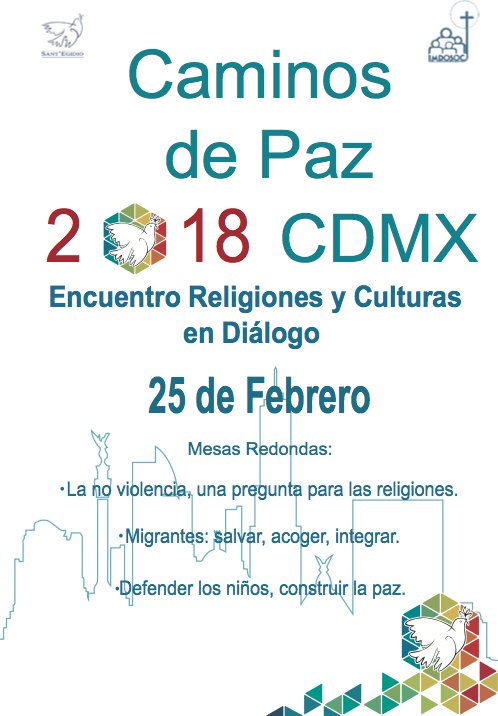 SanEgidioMexico's tweet photo. Para abrir #CaminosdePaz es necesario crear un verdadero diálogo entre las religiones. #pathsofpeace en México contará con el Pastor Miguel Ortiz Saavedra, Sheija Amina Teslima al-Yerráhi de la comunidad #sufi y el Pastor Dan González de la @ComTeoldMex para invocar el don de paz https://t.co/4hjPKTdnSz