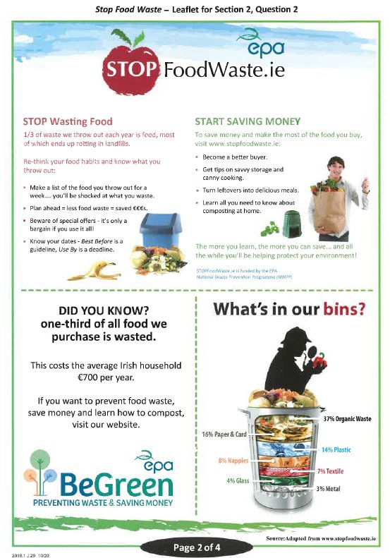 Stop_Food_Waste's tweet image. Great to see #stopfoodwaste as a topic in this year's Junior Cert CSPE mock exams. Kitchen skills and managing food in the home are important life skills!