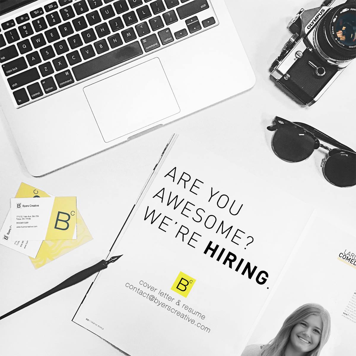 ByersCreative's tweet photo. #ByersCreative is #hiring! We are looking for #SocialMedia rockstars! If you have a passion for data and analytics, creating graphics, writing copy, shooting video and managing a variety of client accounts, please send your resume to contact@byerscreative.com. https://t.co/c2vNBDoZ9P