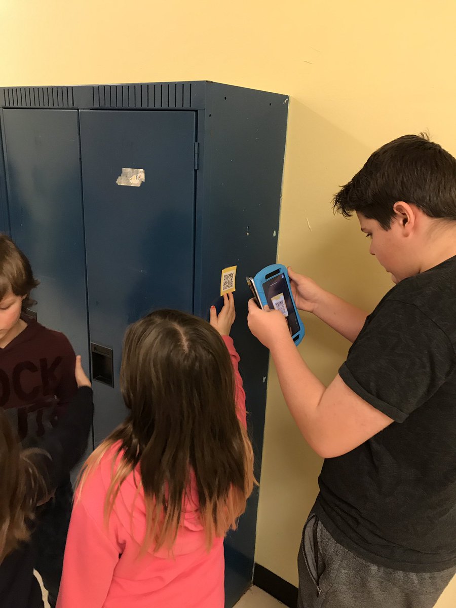 mrsshaunnadale's tweet photo. QR coding scavenger hunt! The halls are over run with students looking for math questions! What a blast!! #mathday2018 @SWATigers https://t.co/jyqCtvvERR
