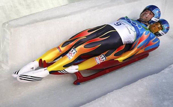 aja_duh's tweet photo. Does anyone else find doubles luge fucking hilarious? I’d say #spooninggoals but this just looks downright uncomfortable https://t.co/GxtA6DSNc3