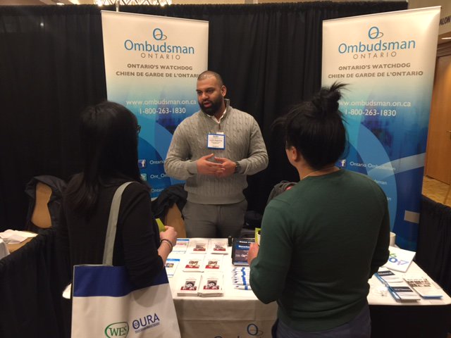 Ont_Ombudsman's tweet photo. Ombudsman staff are at the Ontario University Registrars’ Association’s 2018 annual conference! Come by our booth to pick up our resources and learn more about how the Ombudsman works with universities. Read more: https://t.co/6XKWwf9pHU #oura2018 https://t.co/83trNSopsz