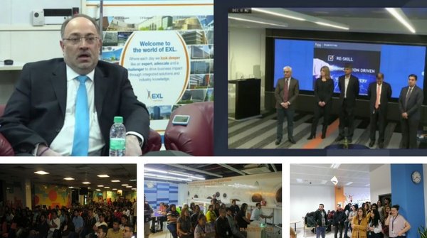 exl_service's tweet photo. The first ever #global #interactive #digital #townhall connected our CEO #RohitKapoor with our people on their smartphones and laptops, wherever they were: Office. Home. On the road. It was an hour of interesting insights and un-ending questions! #DigitalMadeReal https://t.co/GoorP23nmG