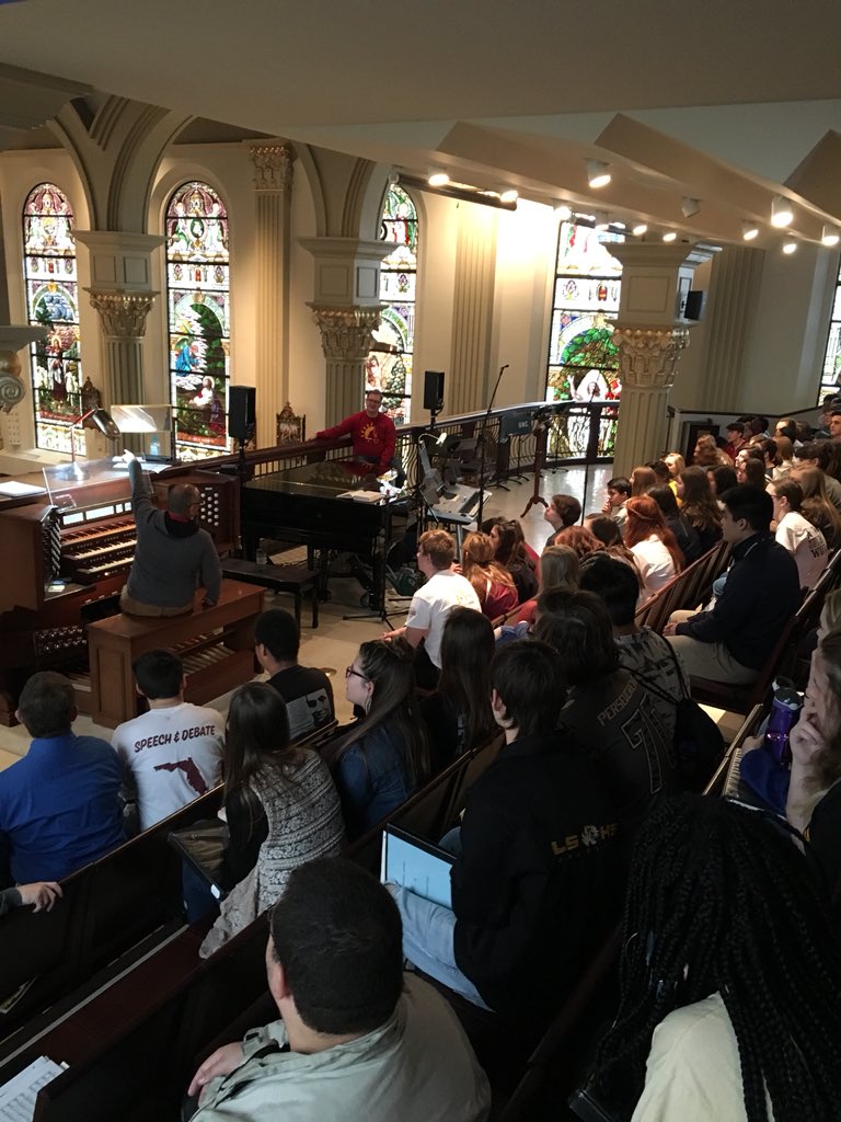 Dr. Mario Pierson giving us, and the choirs of LSN/LSW a demonstration of the organ at #ImmaculateConceptionKC