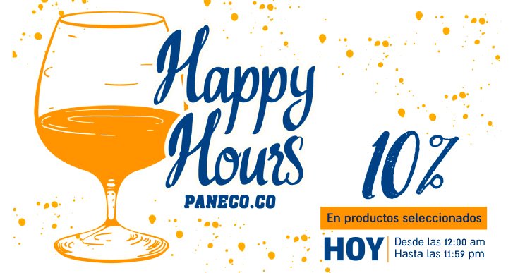panecocol's tweet image. ¡JUERNES de Happy Hours Paneco! 
Solo por HOY aprovecha nuestros descuentos y recibe el 10% de descuento en productos seleccionados!