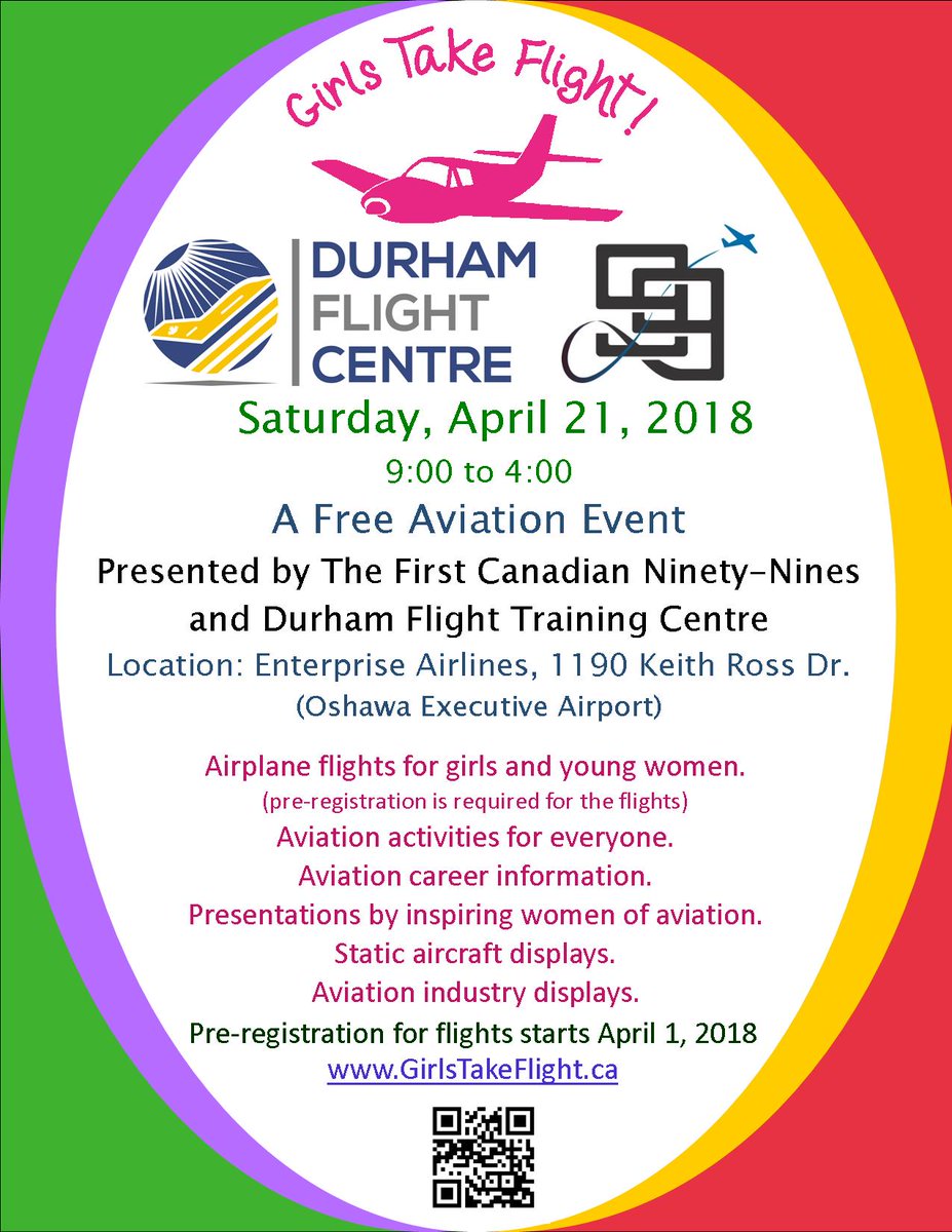 Lesley_Page's tweet photo. @GirlsTakeFlight at the Oshawa Airport will take place on April 21, 2018! https://t.co/sMIv67QqfL