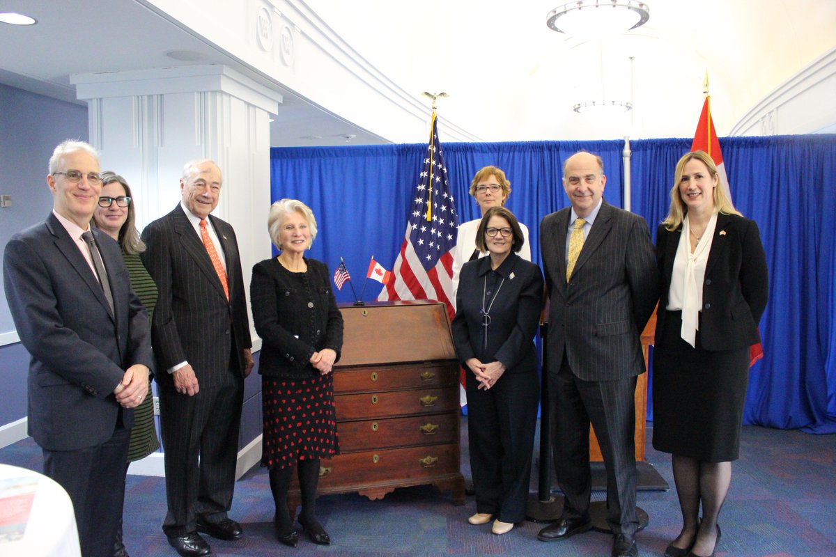 KirstenHillmanA's tweet photo. Canada has no closer friend &amp; partner than the U.S. It’s an honour to be alongside @StateDept Ambassador Merten &amp; @Gov_NB Lt-Gov Jocelyne Roy-Vienneau to thank @WhiteHouseHstry @SavingPlaces @CanadaInstitute for their collective work to commemorate this special gift. #DecaturDesk https://t.co/HlMjFM3Vtu