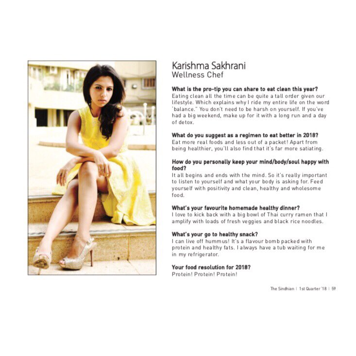 Here’s my two bits in the current issue of <a href="/thesindhian/">The Sindhian</a> to a happier, healthier you in the new year! 🌻♥️
.
.
#ChefLife #EatCleanGoLean #Healthy #ChefsWithStyle #Love