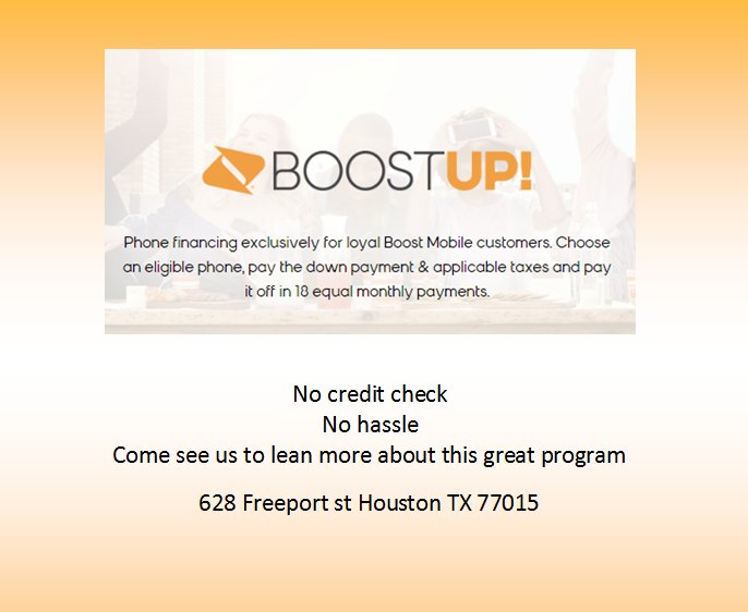 PhonesrusFrepor's tweet image. Boost Mobile Loyal customers get the phone you deserve 
for as little as $1 down come see us for more information
628 Freeport st 
Houston TX, 77015.
#boostnationevent
#HOUTax18