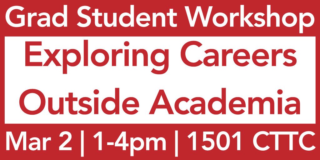Explore career paths outside academia at our workshop for grad students Mar 2,  1-4pm! Counts toward your TA hours. Signup on mySuccess (login via Carleton Central) <a href="/CUGradStudies/">Carleton Grad Studies</a> <a href="/gsacarleton/">GSA Carleton</a> <a href="/carletonhgsa/">HGSA</a> <a href="/CU_AHGSS/">AHGSS Carleton U</a>