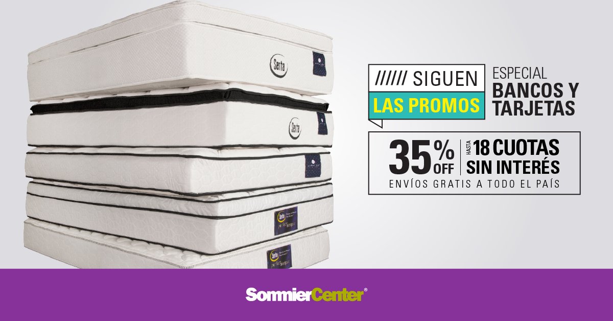 ¡En @SommierCenter #SiguenlasPromos! Descuentos y beneficios IMPERDIBLES en colchones y sommiers de todas las marcas. Comprá en sommiercenter.com, llamanos al 0810-345-9999 o acercate a nuestras sucursales