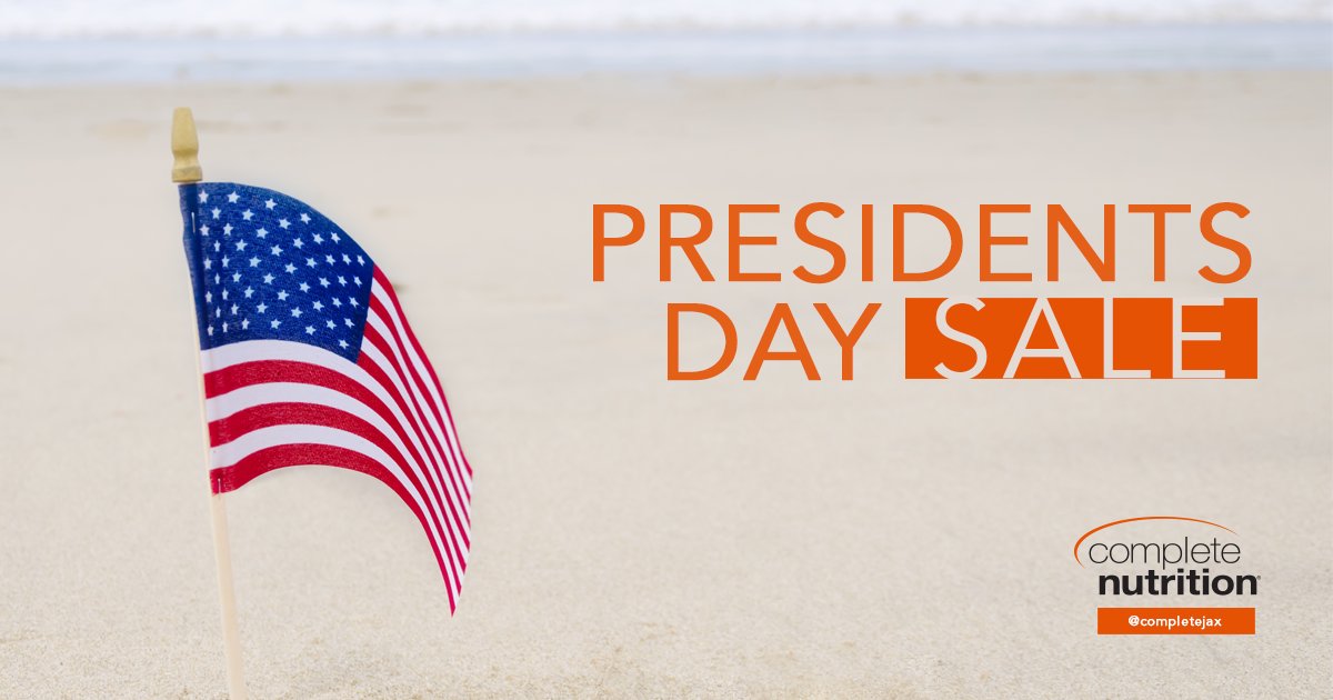 CompleteJax's tweet photo. #PresidentsDay Get 15% OFF all purchases less than $100 and 20% OFF all purchases more than $100 until 3/20 at our store on Beach Blvd. in #Jacksonville. Learn more: https://t.co/VBqc86QszX

#CompleteJax #CompleteNutrition #JaxBeach #PresidentsDaySale #Protein #WeightLoss #Fit https://t.co/ebCjdZsQUl