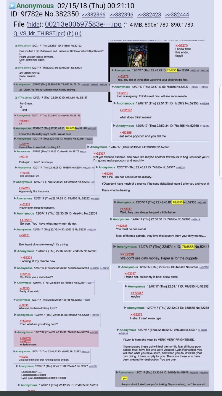 Throwback Thursday: Remember when Lynn De Rothschild was posting on 8chan after Q called her out #300/301??? "Heard you can't sleep anymore. Don't come here again....#FLYROTHSFLY# Sweet Dreams. Q" CLASSIC!!!