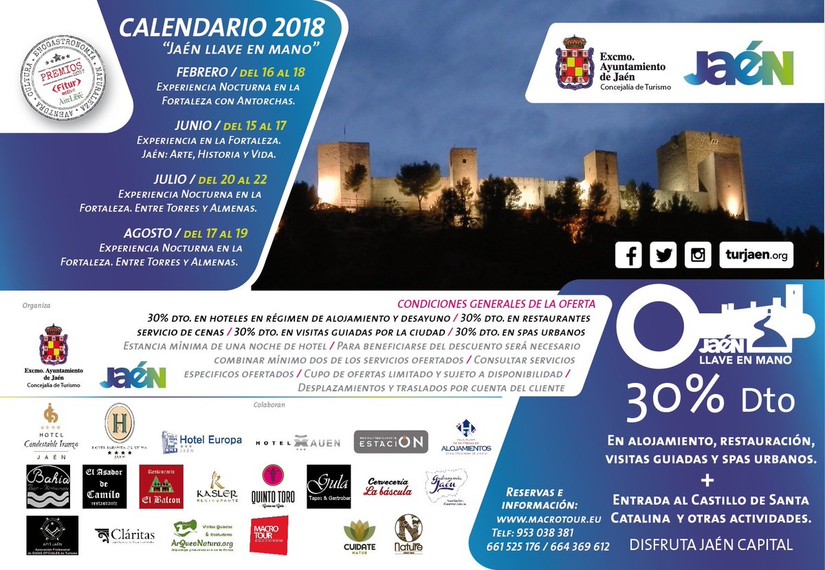 ClaritasTurismo's tweet photo. Durante este finde nuestras visitas guiadas tendrán un 30% dto. si contratáis también en hotel, o restaurante o spa. 
Os esperamos!! 💪💪💪
@hoteleuropajaen @HCondestable @HostalEstaciON @CentroNature @GastronomiaJaen @CuidateNatur @RestBahiaJaen @CervLaBascula @kaslerjaen https://t.co/YMt1ymSMPh
