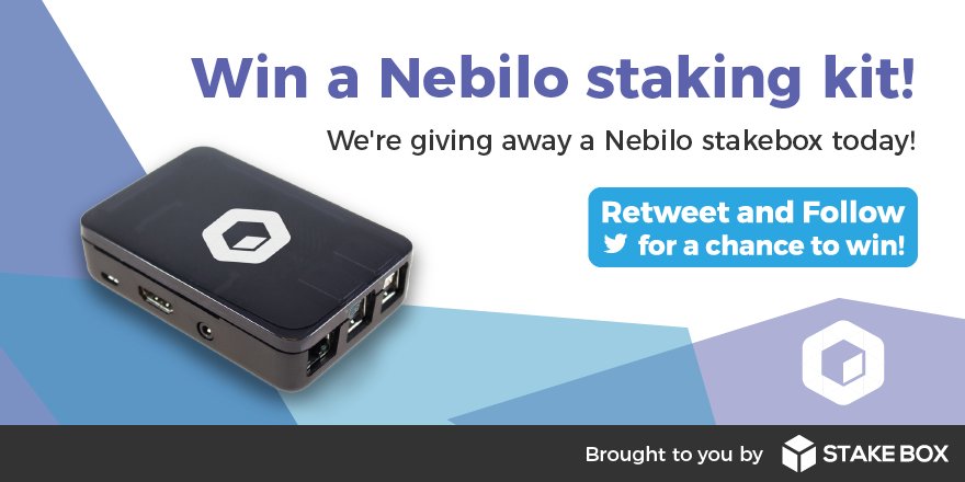 We're giving away a <a href="/NeblioTeam/">Neblio Team</a> StakeBox - A device that allows you to stake your #Neblio cryptocurrency &amp; make a return on your investment. Retweet and follow us for a chance to win! stkbx.co/NeblioWin  #cryptocurrency