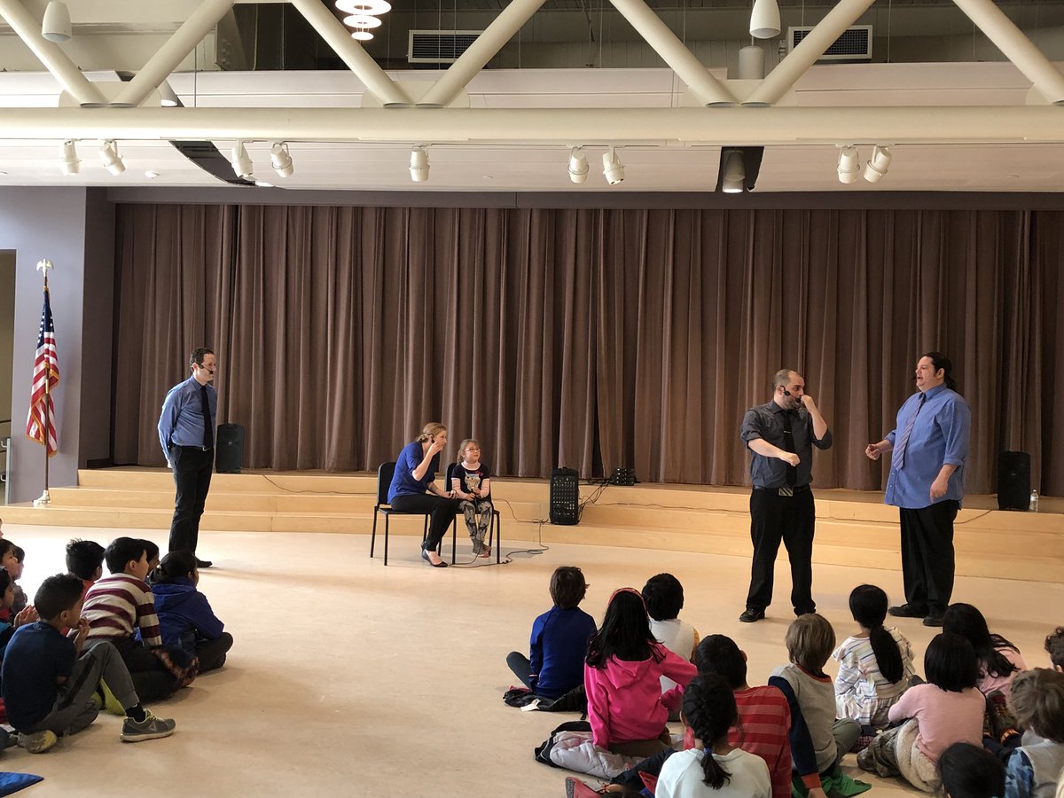 EstabrookGrade2's tweet photo. Second and third graders experience @improvboston during our ACT assembly! Thank you PTO! #estabrookschool https://t.co/VU97n1thp5