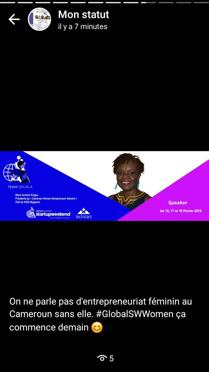 Elles seront là !
Global Startup weekend Women ça commence demain dès 8h à ACTIVSPACES.
Enregistrements: bit.ly/2rXQp3Z

#GlobalSWWomen #GlobalSWWomenDla #JoinTheWave #BeAmbitious