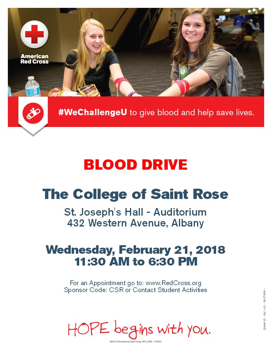 StRoseSA's tweet image. Next Wednesday (2/21) from 11:30-6:30 in St. Joseph's Hall we will be hosting a blood drive! Sign up to donate blood or to be a volunteer! Walk-ins are welcomed! This year we will be giving out t-shirts so make sure to stop by :)