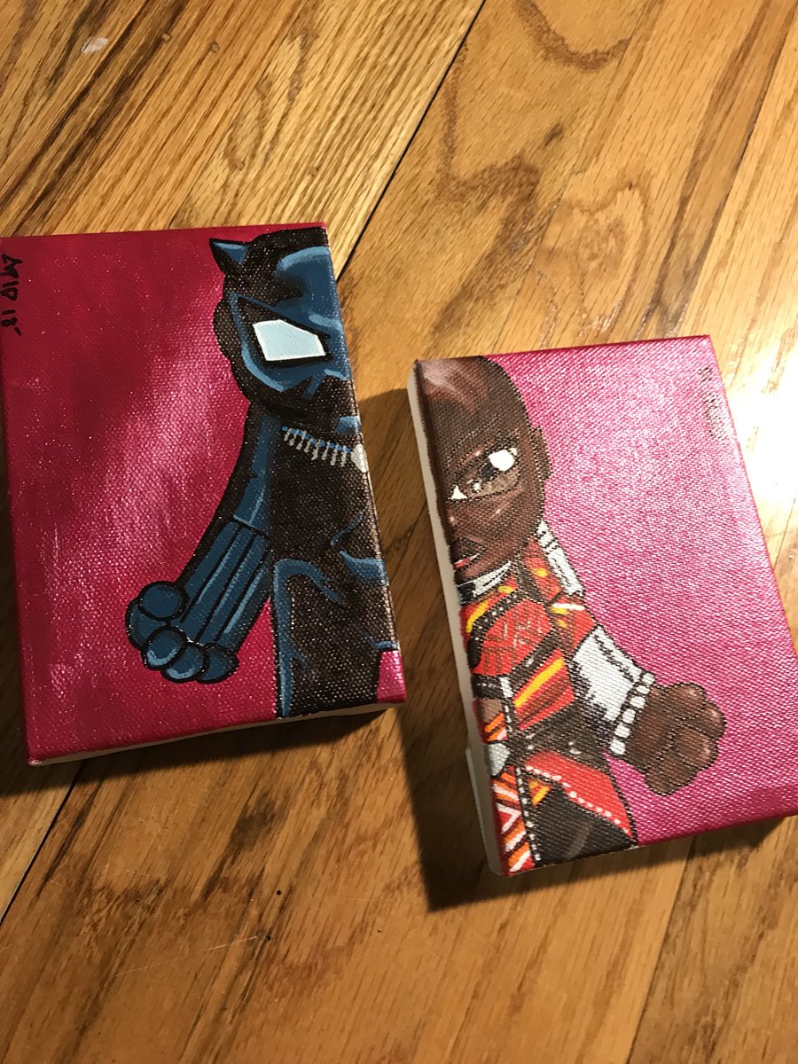 kidcupid's tweet image. NEW Black Panther and Dora Milaje warrior painting I made this week. #BlackPanther #marvel #blackgeek #blackartist #DoraMilaje