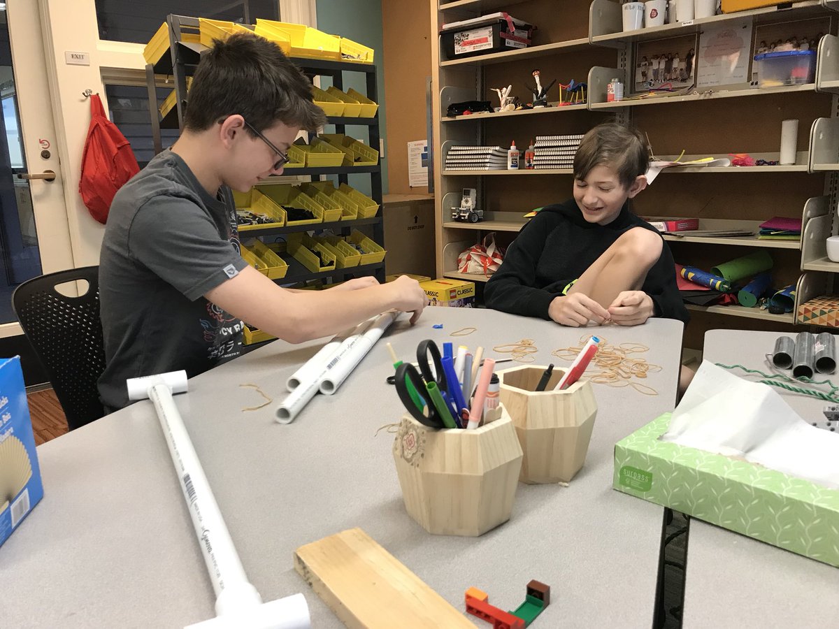 johnyen's tweet image. Poly MS music students creating their own instruments in prep for a true “garage” band performance. #polysolves
