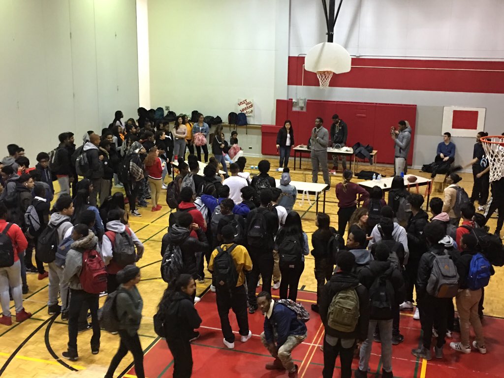 Special visit and positive messages from Alumni Rowan Barrett and his son RJ today during our Winter Season Pep Rally. <a href="/tdsb/">Toronto District School Board</a> <a href="/HPE_TDSB/">HPE TDSB</a> <a href="/CanBball/">Canada Basketball</a> #goals #humility #sacrifice