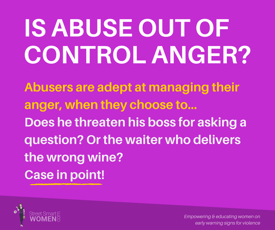 Myth: Perpetrators of #abuse can't control their anger. Truth: They choose 'who' sees their anger. Domestic Violence = control #DV