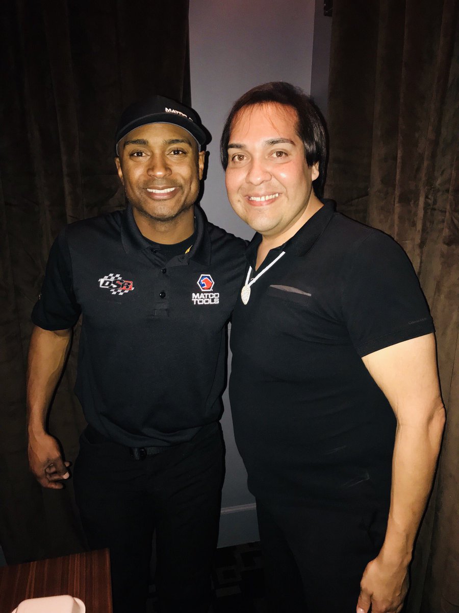 DCPedro1977's tweet photo. A few weeks ago I had the honor in sharing a meal with one of my favorite @NHRA drivers, @AntronBrown. I look forward to seeing him here again next weekend for the @NHRA AZ Nationals. https://t.co/qSouept2Ax