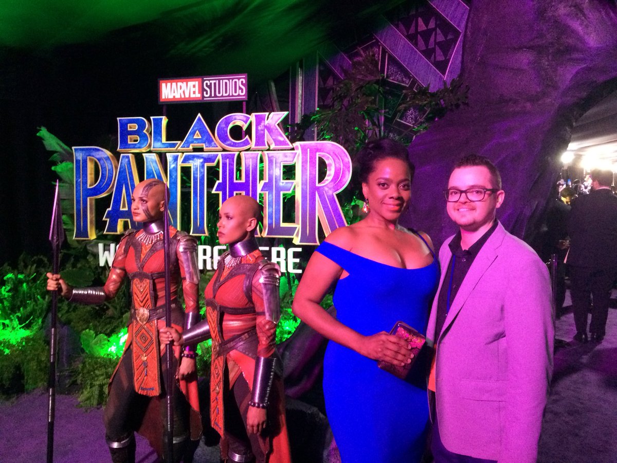 _BrokenCeiling's tweet photo. TBT to @KaranKendrick and @AdamDavisFilm rocking the #BlackPanther premiere. Not that you need a reminder, but make sure you see the film this weekend! https://t.co/MFhaWPr4U1
