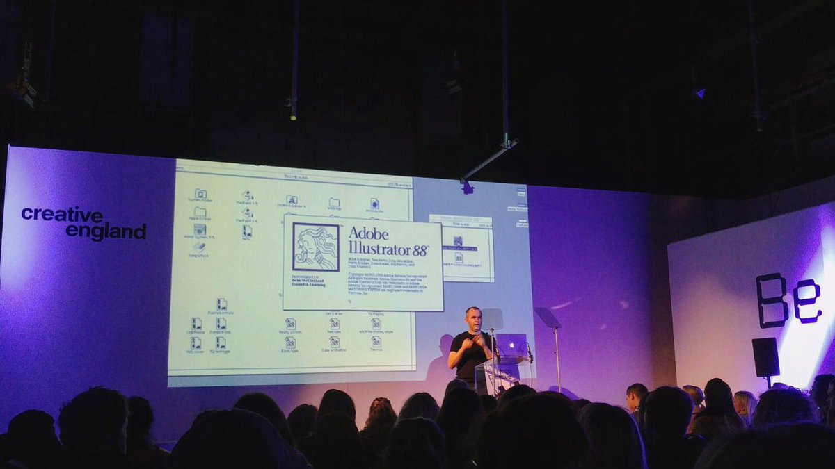 mctraininguk's tweet photo. We were shocked & excited to see some old school @Adobe illustrator software (3rd release, vers. 1988) today as part of @nigelcollier from @studioskylab Keynote!
.
A end to a great #BeMoreManchester event today in @OldGranadaMCR hosted by @creativeengland - we had a great time! https://t.co/rRLUCPzymh