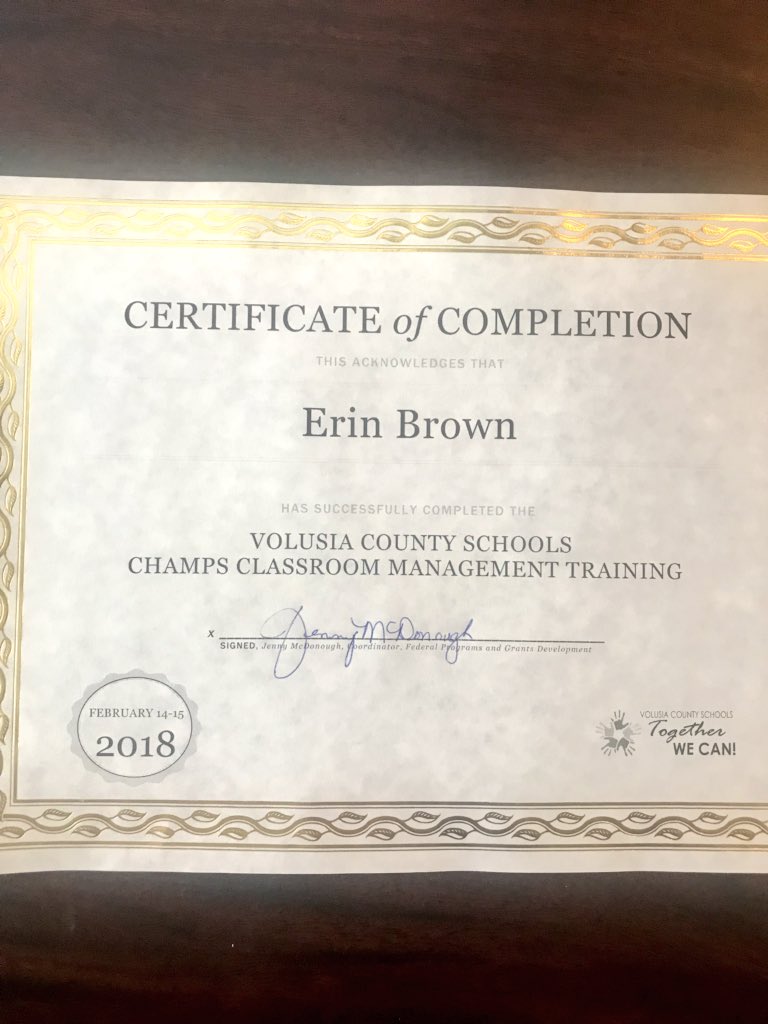 erinnicolebrown's tweet image. Successfully completed CHAMPS training today! This training was so beneficial and very appreciated. I already feel so much more confident with classroom management and I can’t wait to try some of the strategies I’ve learned! #vcschamps #SP18Interns