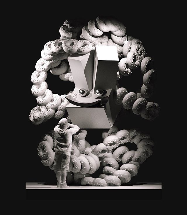 M_PF's tweet photo. Going down an algo-god of food route. Not sure if the Deliveroo reference is working 🤔 #algopop #rendernoir #cgi #workinprogress #sculpture #b3d #deliveroo #donuts #torus #samething https://t.co/IPWgxSzxF7