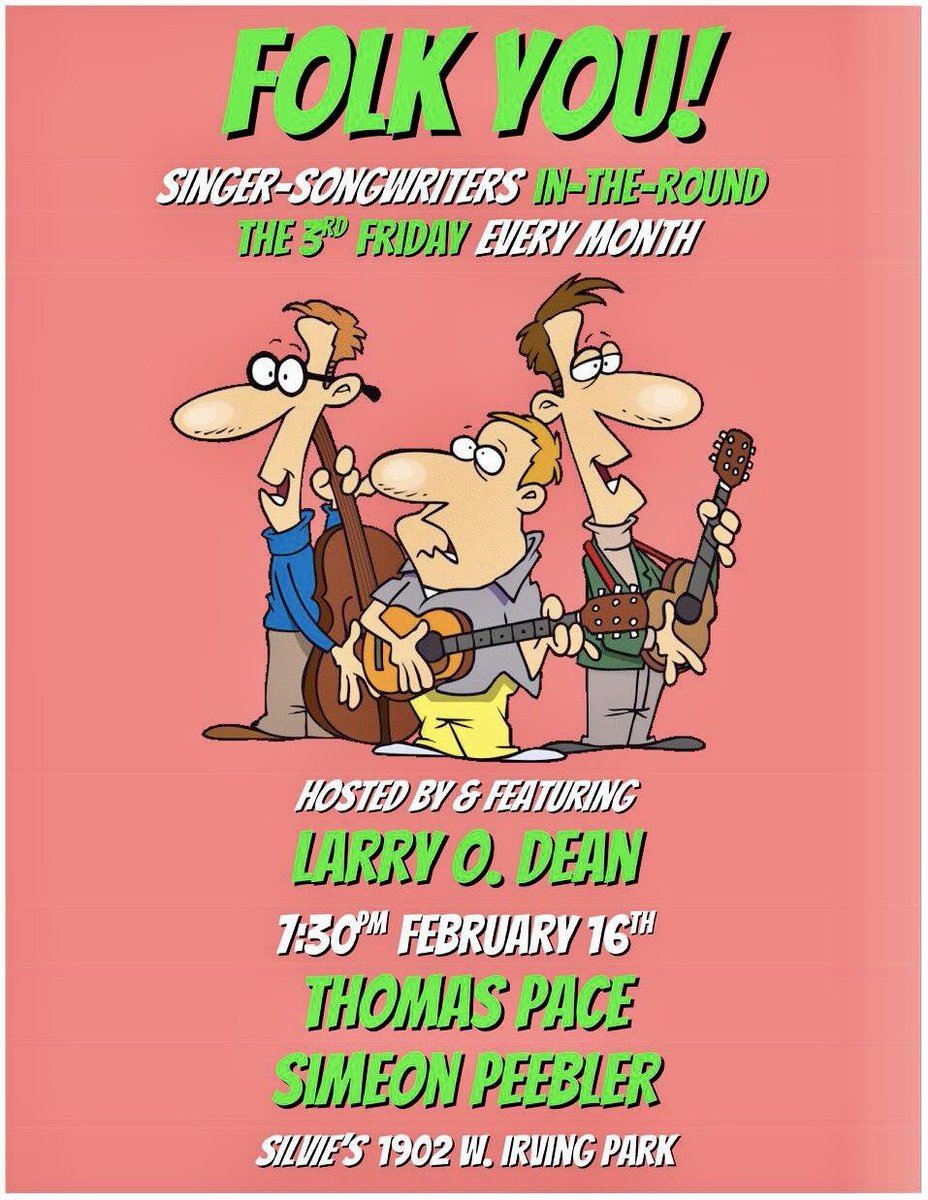 Tomorrow night host <a href="/larryodean/">Larry O. Dean</a> welcomes guests Thomas Pace &amp; <a href="/SimeonPeebler/">Simeon Peebler</a> to the stage at <a href="/silvieslounge/">Silvie's Lounge</a> 7:30 pm and as always FREE! Hope to see you there #folkmusic #singersongwriter