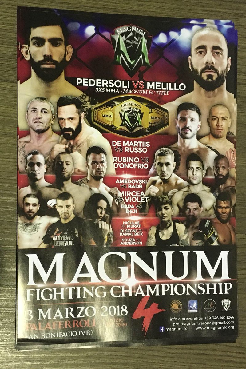 AntonioGicco's tweet photo. Sono disponibili le prevendite per il #magnumfc4 #win #winner #bodyshot #kao #sok #doppiocolpo #muaythai #calci #gomiti #combattimento #war #ufc #k1 #movie #mma #bellator #oktagon #fighters #ko #musica #fight #thaifight #maxmuaythai #kickboxing #kicks #punches #knockout https://t.co/ckWf95V37L