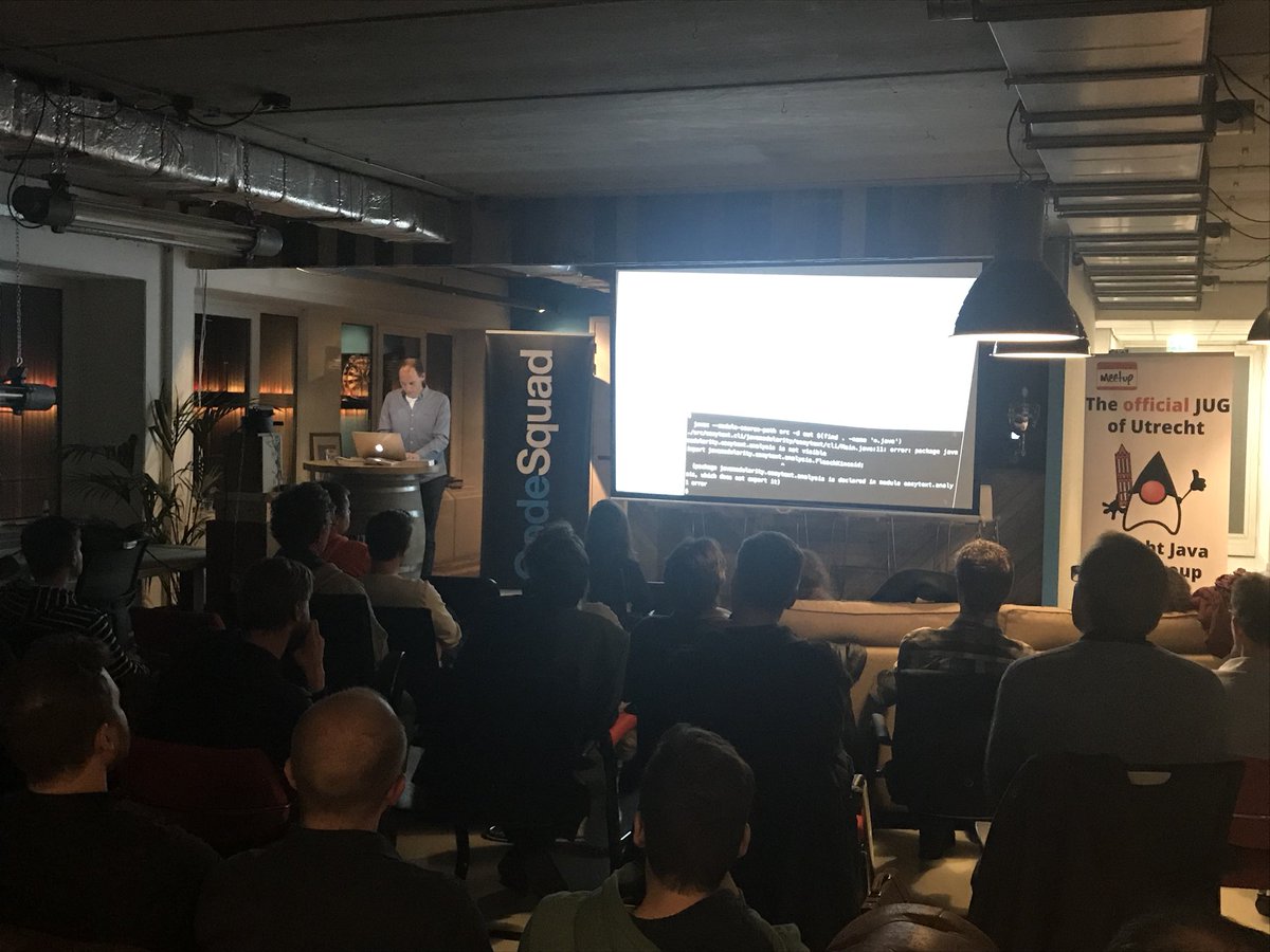 utrechtjug's tweet image. Talk Java Champion @Sander_Mak at @utrechtjug about #Java9 Modularity just started