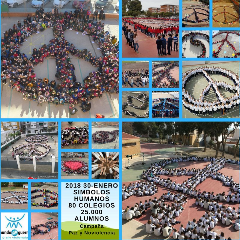 35 mil alumnos de 132 centros educativos realizaron símbolos humanos en la campaña “Paz y Noviolencia” dlvr.it/QGVf8l