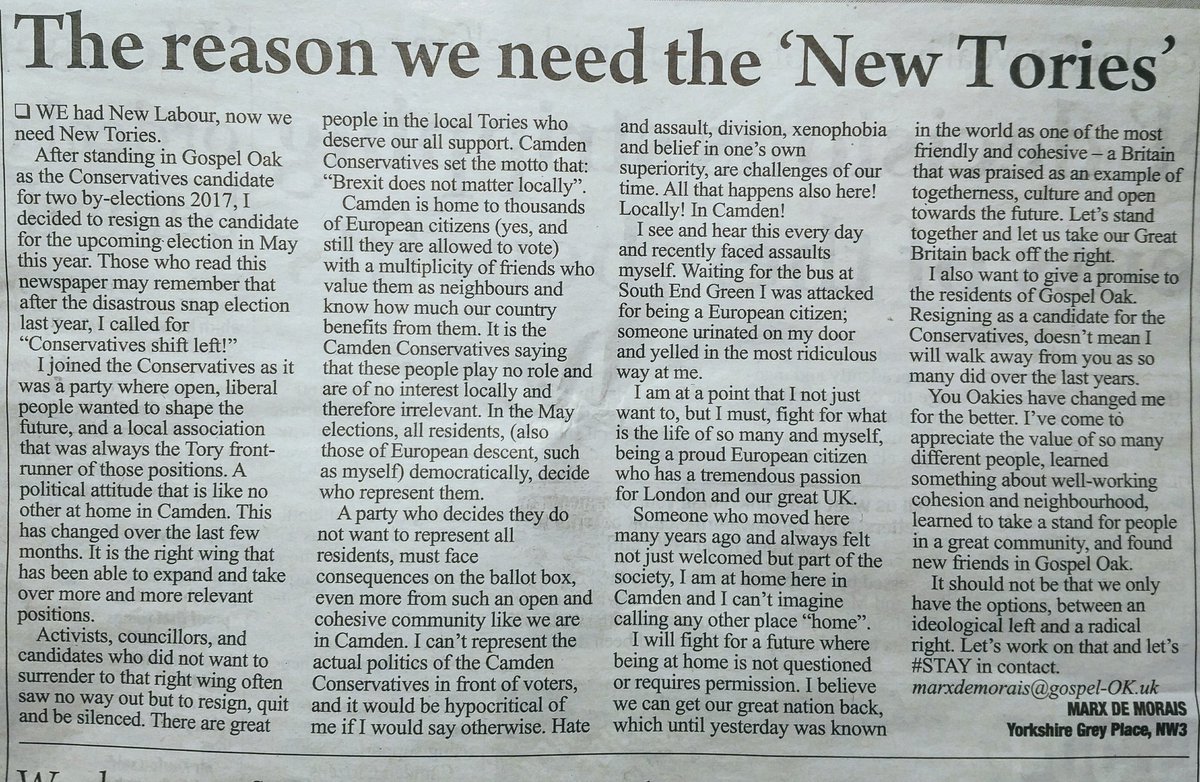 MarxdeMorais's tweet image. Talking with #LocalResidents, #family &amp;amp; #friends, I had to make the decision to resign as #Conservatives candidate. The right of feeling at home in the #UK &amp;amp; a future in which being at home isn&apos;t questioned nor needs permission, is a fight we have to win, #NOW. #STAY #FBPE #EU
