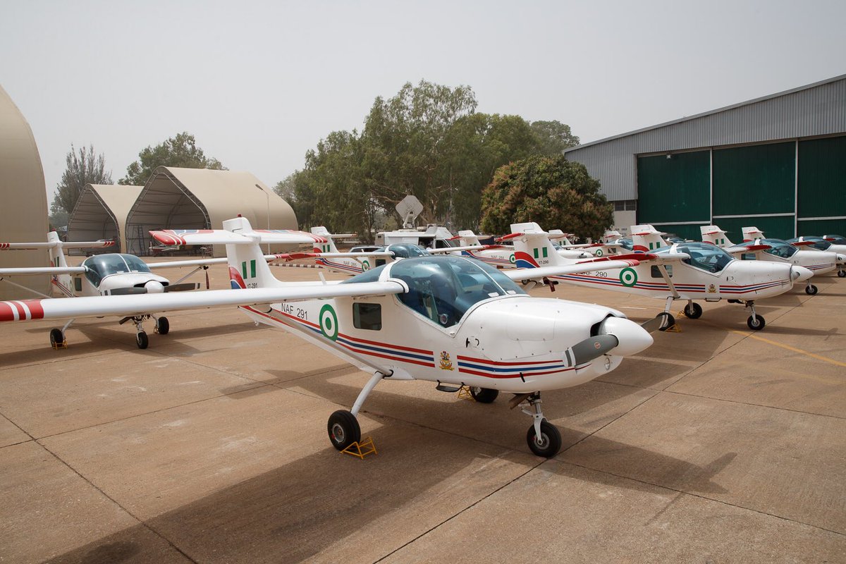 MBuhari's tweet photo. Today in Kaduna I attended the induction of @NigAirForce's ‘TSAIGUMI’, Nigeria’s first indigenously-developed Unmanned Aerial Vehicle (UAV). It is most gratifying that the Air Force has gone a step further than simply acquiring UAVs, to locally developing them. https://t.co/8pLJizXjV2