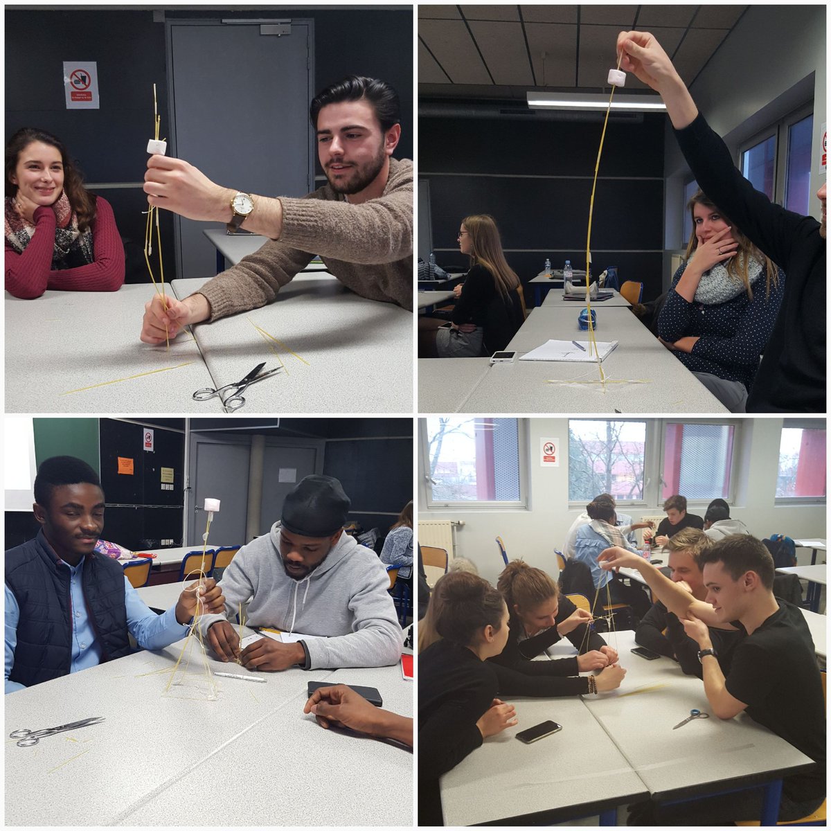 lerouxmkl's tweet photo. #chamallowchallenge à @LeMansUniv nos étudiants travaillent avec le smile avec @GroupeCogedis https://t.co/VBpOu25Jfj