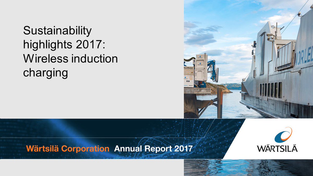 wartsilacorp's tweet photo. In 2017, we made marine history by successfully testing the automatic wireless #inductioncharging system on a hybrid-powered coastal ferry. #SmartMarine #AnnualReport https://t.co/iBtQvWvFU9 https://t.co/SRp0QjDsyh