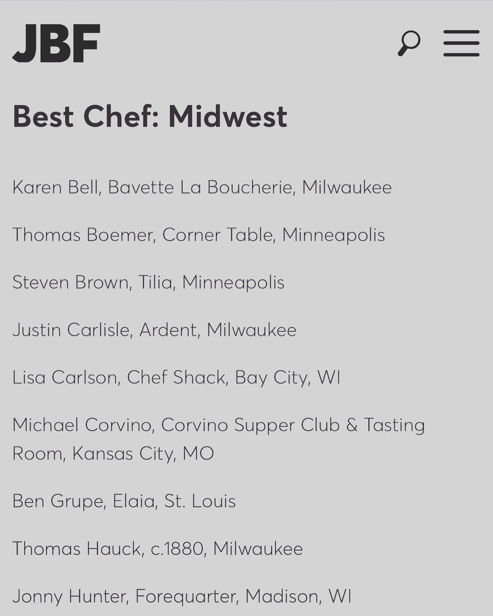 It is quite an honor to be nominated by the <a href="/beardfoundation/">James Beard Foundation</a> for the third straight year!  But what makes me even happier is to be nominated with so many friends in Milwaukee.  I love this city with all my heart. ❤️