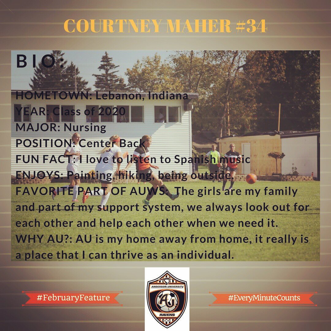AURavensWS's tweet image. The final of our awesome nursing majors, Courtney Maher! #FebruaryFeature #EveryMinuteCounts